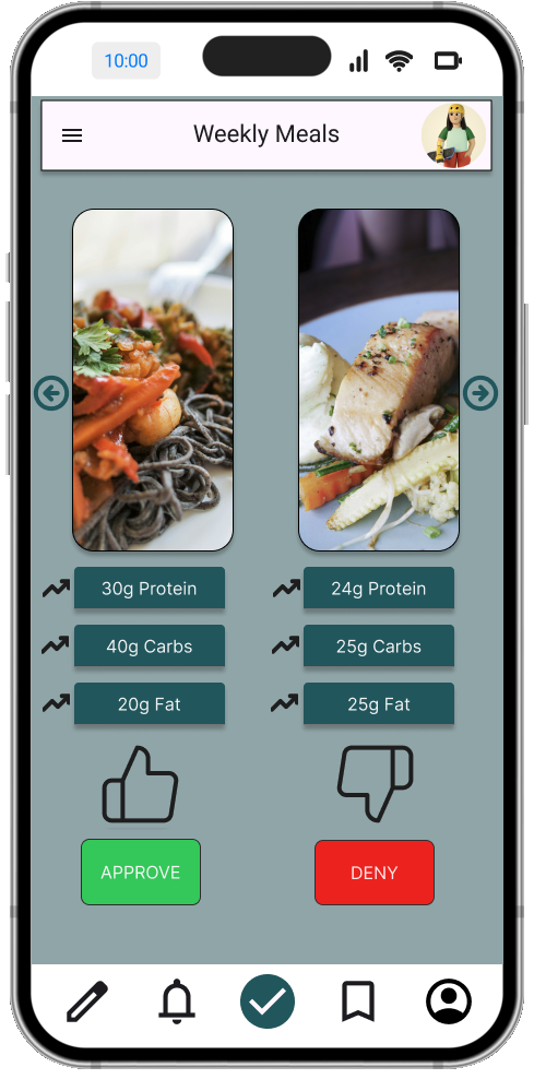 App screen 2 showing FitFresh meal approval